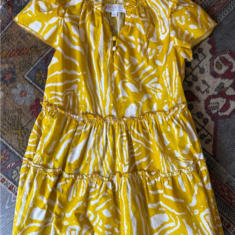 HUNTER BELL Yellow and White Kids Casual Dress
